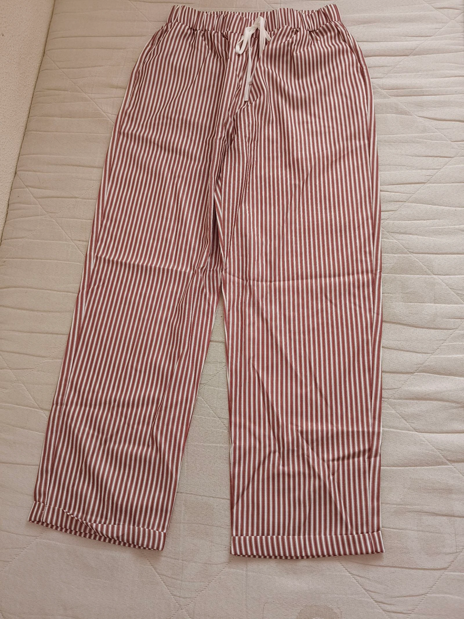 Wide-leg pants summer vertical stripes, L 40 – photo 3
